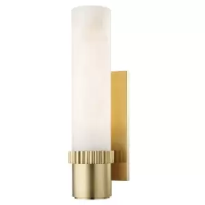 Image of Argon 1 Light Wall Sconce Brass, Alabaster