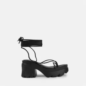 image of Missguided Jagged Platform Heeled Sandals - Black