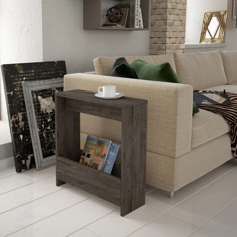 Image of DECORTIE Decortie - Simpi Modern Side End Table Dark Coffee Multipurpose With Creativeness h 60cm 2 Tier - Dark Coffee M.SH.13191.7