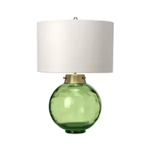 Image of Table Lamp Origami Shade Metalwork Aged Brass Glassware Dark Green LED E27 60W