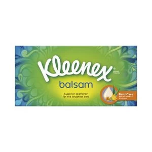 Image of Kleenex Balsam Facial Tissues Box 3 Ply with Protective Balm 64 Sheets White Ref M02275
