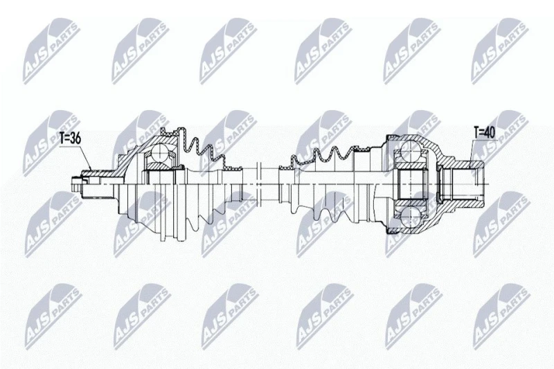 Image of NTY NPW-WW-228 Drive shaft 6-Speed Manual Transmission, Front Axle Left Drive Shaft (13)