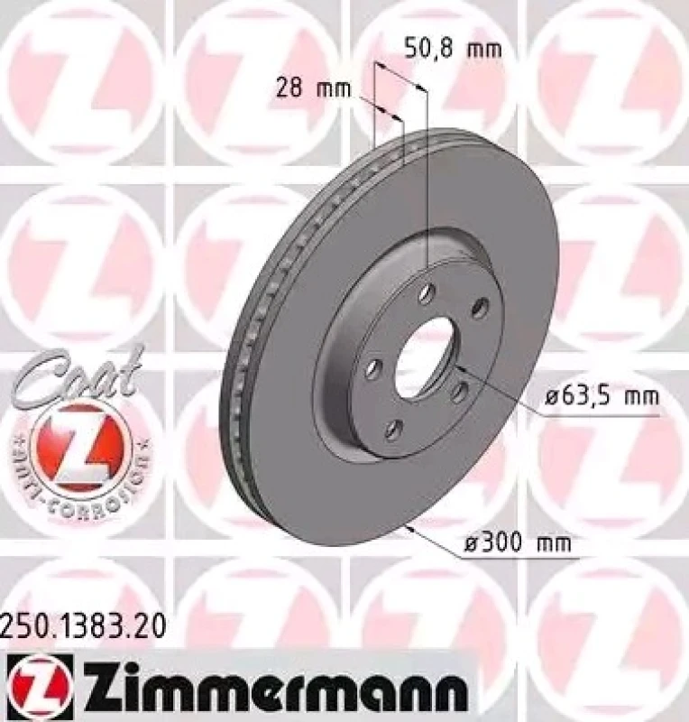 Image of ZIMMERMANN 250.1383.20 Brake disc Front Axle, internally vented, Coated Brake Disc (82)
