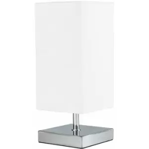 image of Minisun - Square Chrome Touch Table Lamps - White - No Bulb