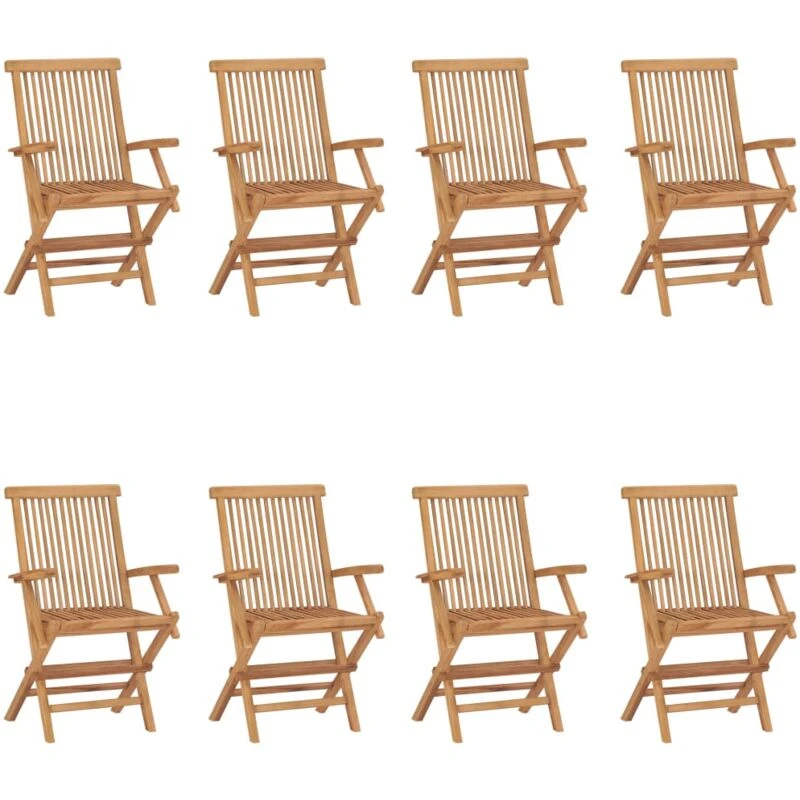 Image of VIDAXL Folding Garden Chairs 8 pcs Solid Teak Wood Vidaxl 8720286818947