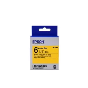 image of Epson LK-2YBP Black on Yellow 6mm x 9m Labelling Tape