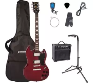 image of ENCORE E69 Electric Guitar Bundle - Cherry Red