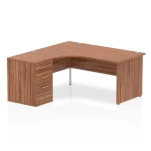 Image of Impulse 1600 Left Hand Panel End Workstation 600 Pedestal Bundle Walnut