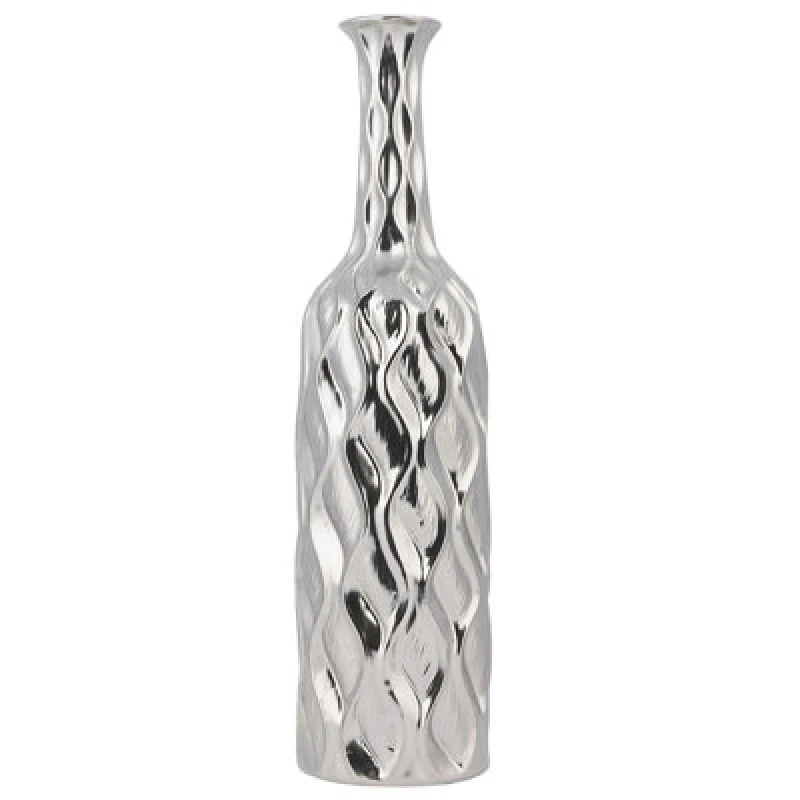 Image of Beliani Decorative Vase Bassania Stoneware 45cm Silver
