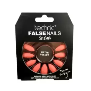 Image of Technic False Nails Stiletto Matte Velvet Coral 24 pcs
