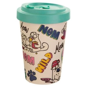 image of Simons Cat Pawsome Reusable Screw Top Bamboo Composite Travel Mug