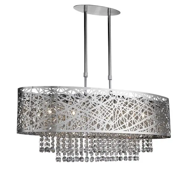 image of 5 Light Adjustable Ceiling Pendant Bar Chrome with Crystals, G9