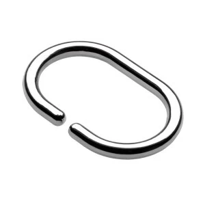 image of Croydex Chrome C-Ring Hooks for Shower Curtains - Pack of 12