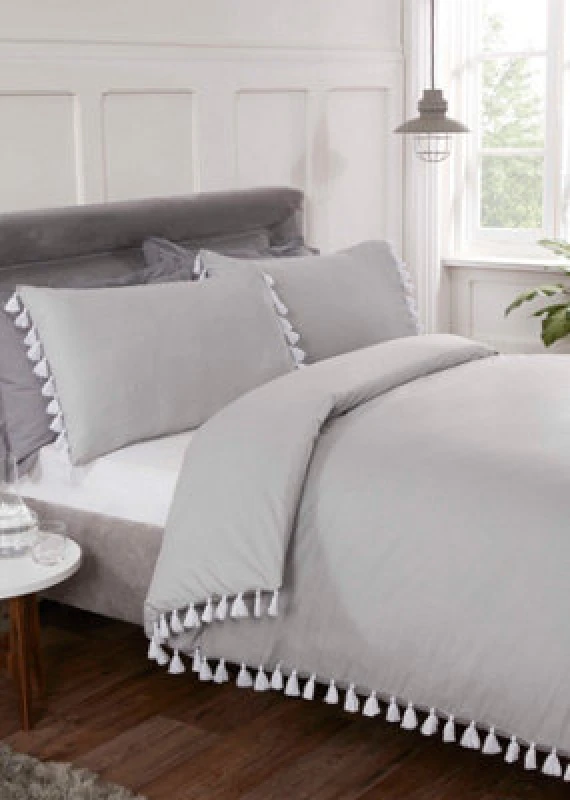 Image of Rapport Home Tassel Polycotton Duvet Set With Pillowcase