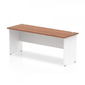 image of Trexus Desk Rectangle Panel End 1800x600mm Walnut Top White Panels Ref