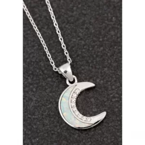Image of Opalescent Moon Platinum Plated Necklace