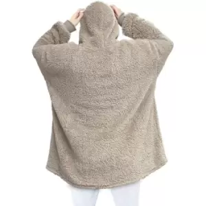 image of Super Soft Teddy Fleece Natural Hoodied Blanket Fleece Hoodie - Natural - Country Club