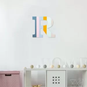Image of Alphabet R Multicolor Decorative Wooden Wall Accessory