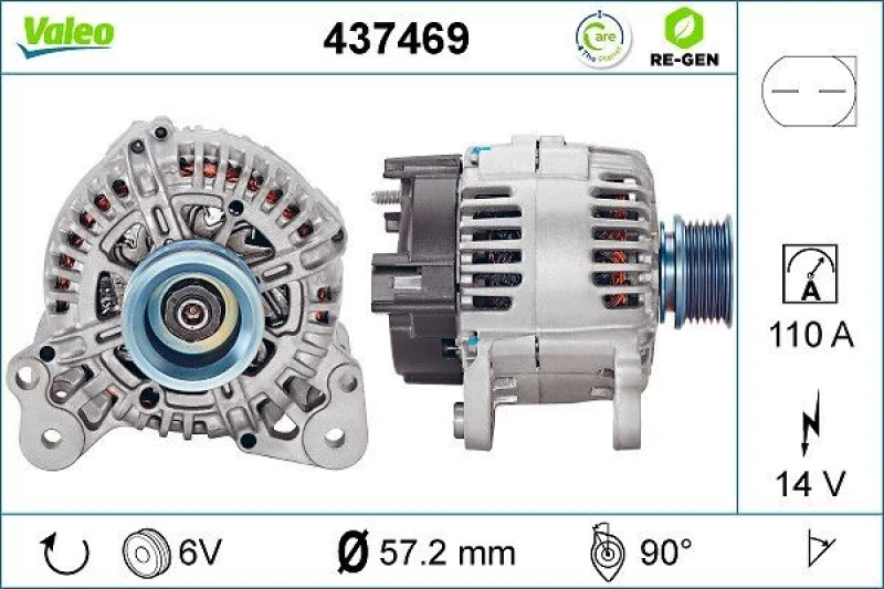 Image of VALEO 437469 Generator Alternator Charging Current: 110A, Voltage: 14V Alternator (4)