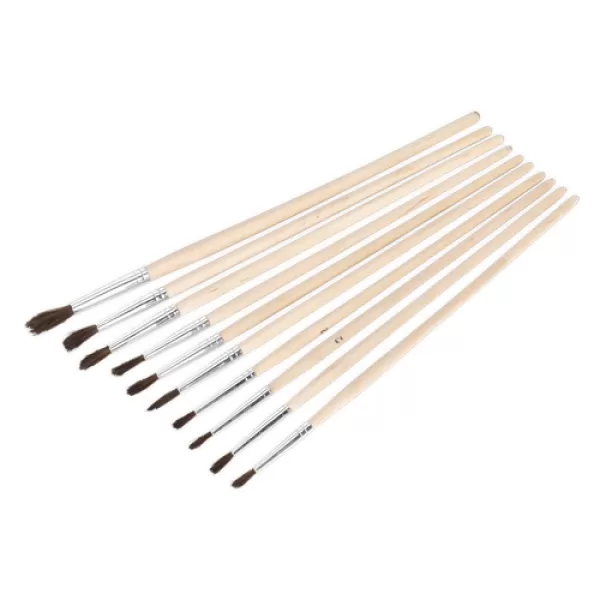 image of Sealey PB2 Touch-Up Paint Brush 10pc Wooden Handle