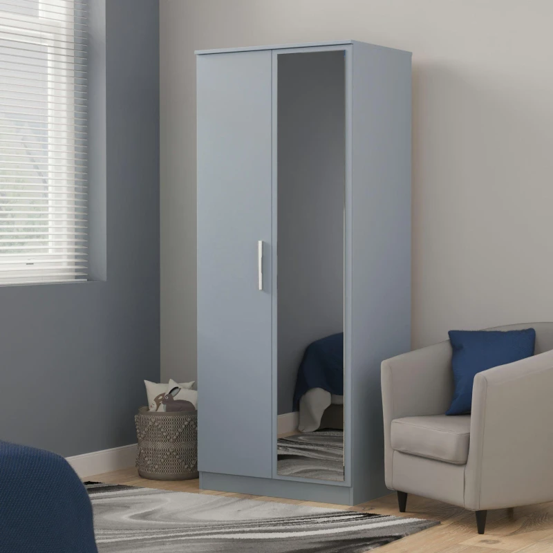 Image of Studio Contrast Double Mirror Wardrobe Wardrobes Large Blue 38892618140