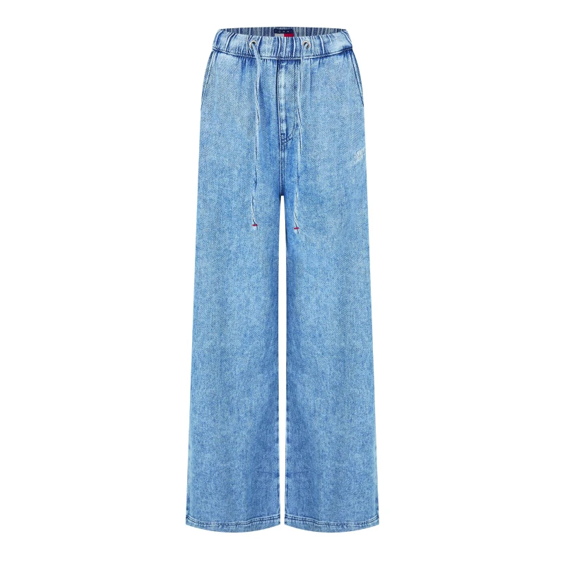Image of Tommy Jeans Womens Twill Denim Long Palazzo Trousers Denim Medium female S