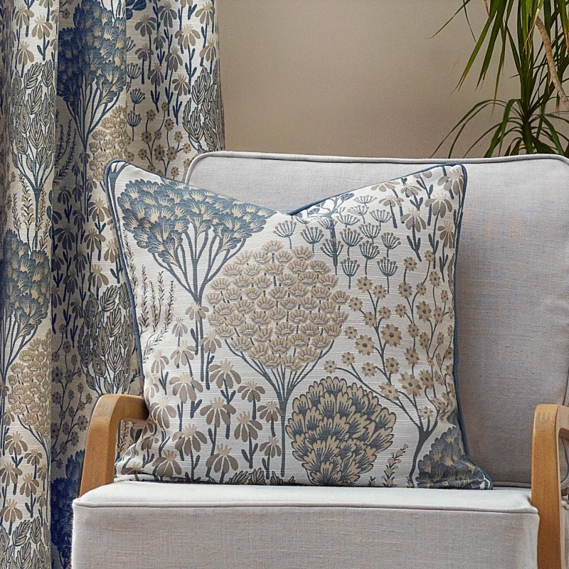 Image of Ophelia Floral Jacquard Cushion Wedgewood, Wedgewood / 50 x 50cm / Polyester Filled