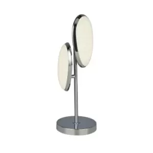 Image of 2 Light LED Table Lamp, Crushed Ice Effect Shade, Chrome