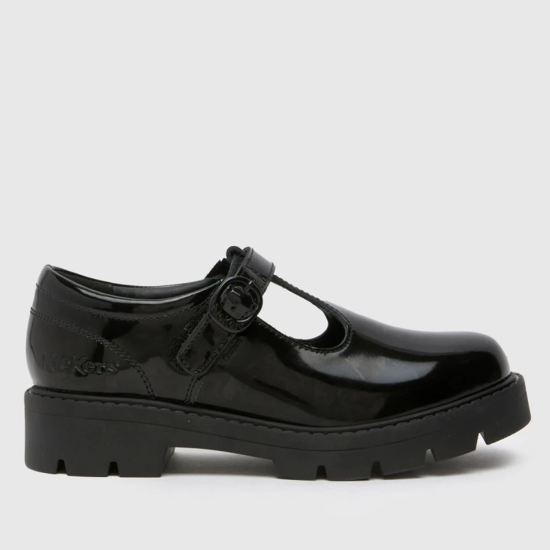 Image of Kickers Black kori t bar Girls Junior shoes Black UK 2 (EU 34)