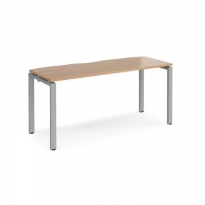 image of Adapt II Single Desk 1600mm x 600mm - Silver Frame Beech top