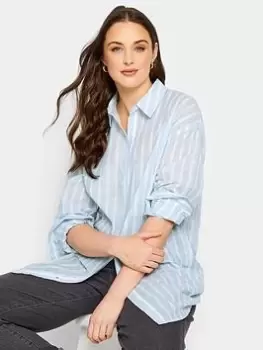 Image of Long Tall Sally Oversized Stripped Shirt - Blue Size 12, Women