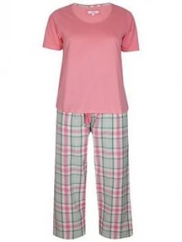 Image of Evans Check Pant Pyjama Set - Pink, Size 26-28, Women