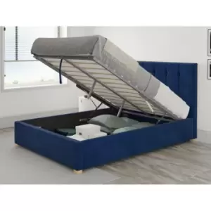 Image of Hepburn Ottoman Upholstered Bed, Plush Velvet, Navy - Ottoman Bed Size Double (135x190)