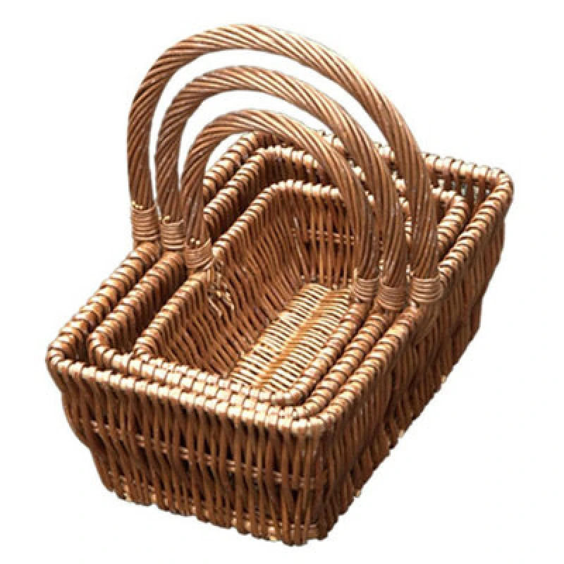 Image of Red Hamper S008/home Wicker Set Of 3 Rectangular Gift Shopping Baskets