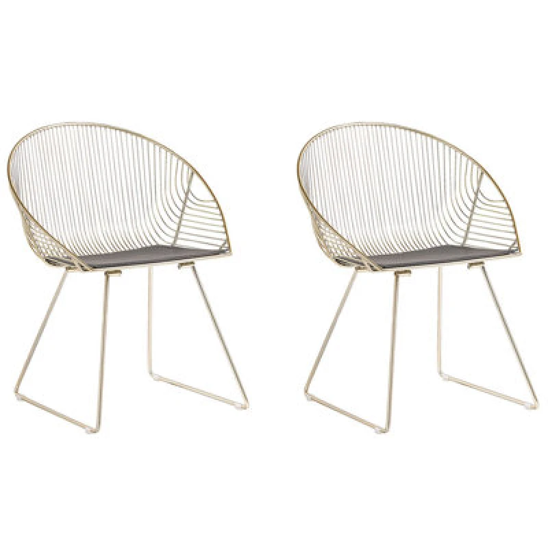 Image of Beliani Set Of 2 Dining Chairs Aurora Metal Gold