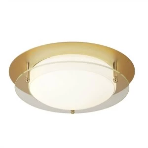 Image of Integrated LED 1 Light Semi Flush Gold, White IP44
