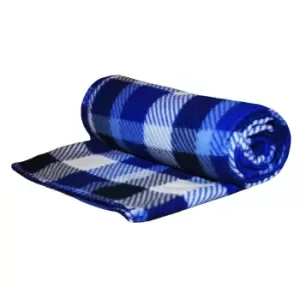 image of Velosso Check Polar Fleece Blanket (One Size) (Blue)