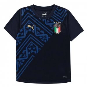 Image of Puma Italy Pre Match T Shirt Juniors - Dark Blue/Blue