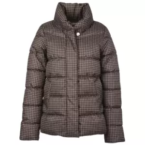 Image of Barbour Womens Cecilia Quilted Jacket Praline Dogtooth/Rosewood Tartan 10