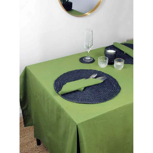 image of Esselle Avon 100&#37; Cotton 140X240cm Olive Colour Tablecloth