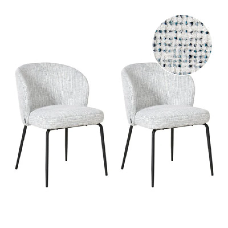 Image of Beliani Set Of 2 Dining Chairs Zana Fabric White/ Blue