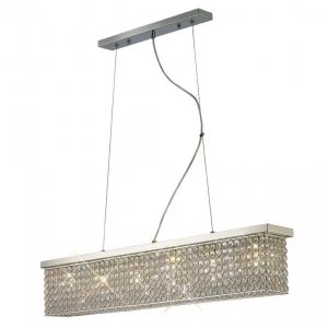 image of Ceiling Pendant Rectangular 6 Light Polished Chrome, Crystal