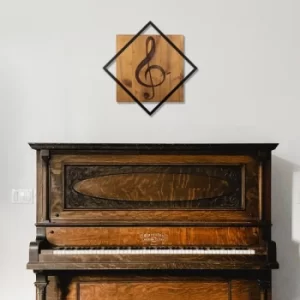 Image of Music Walnut Black Decorative Wooden Wall Accessory