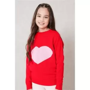 Image of I Saw It First Red Girls Love Heart Knitted Jumper - Red