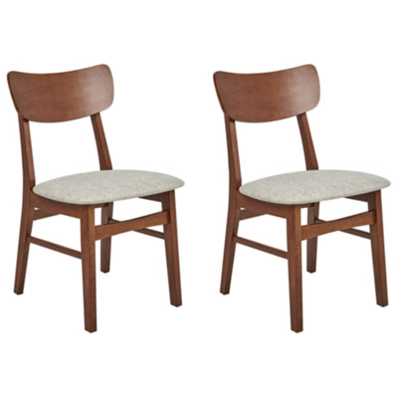 Image of Beliani Set Of 2 Dining Chairs Anoka Wood Brown/ Beige