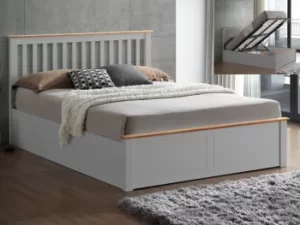 Image of Bedmaster Malmo 4ft6 Double Pearl Grey Wooden Ottoman Bed Frame