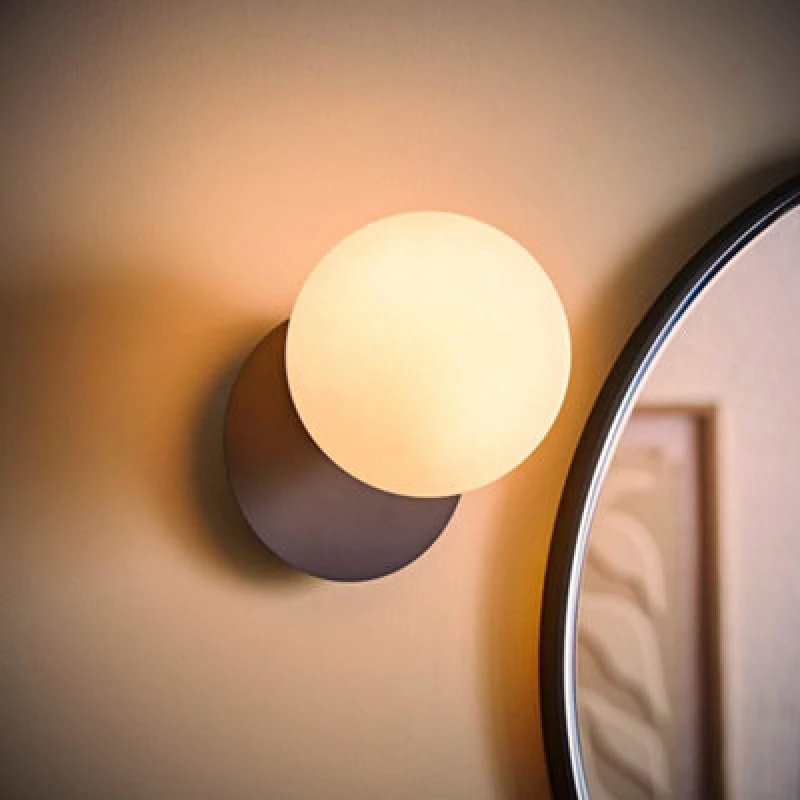 Image of ValueLights ValueLights Darla Frosted Globe IP44 Rated Bathroom Wall Light with LED Bulb in Dark Navy Dark Navy One Size Unisex 5059406070303