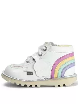 Image of Kickers Kick Hi Rainbow Boot, White, Size 10 Younger
