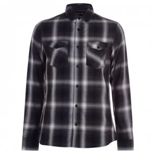 image of Firetrap Long Sleeve Check Shirt Mens - Charcoal Check