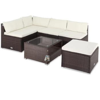 image of XL Lounge Set with extra thick cushions & pillows braun/creme (de) - Casaria